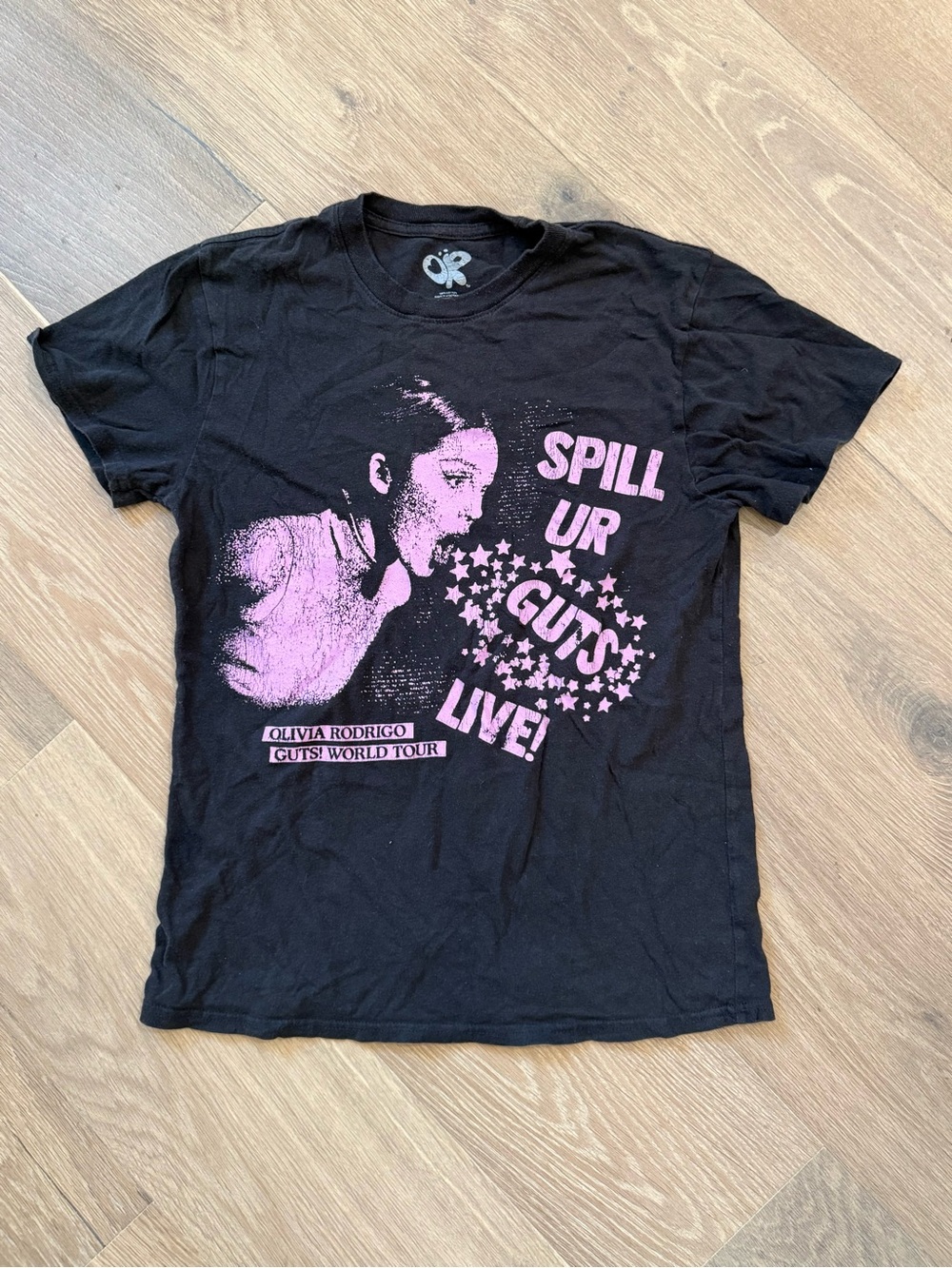 Nike Black Tee with Pink Olivia Rodrigo Tour Graphic
